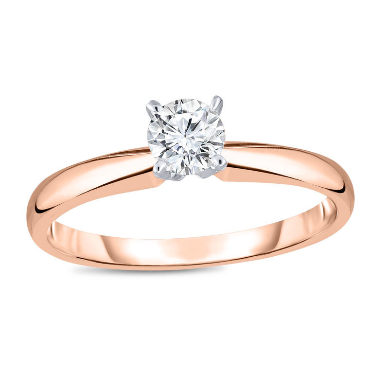 1/3 Ct. Diamond Solitaire Engagement Ring in 14K Rose Gold, Women's, Size: 7, Pink