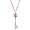Thumbnail Image 1 of Rose de France Amethyst and Lab-Created White Sapphire Key Pendant in Sterling Silver with 14K Rose Gold Plate