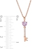 Thumbnail Image 2 of Rose de France Amethyst and Lab-Created White Sapphire Key Pendant in Sterling Silver with 14K Rose Gold Plate