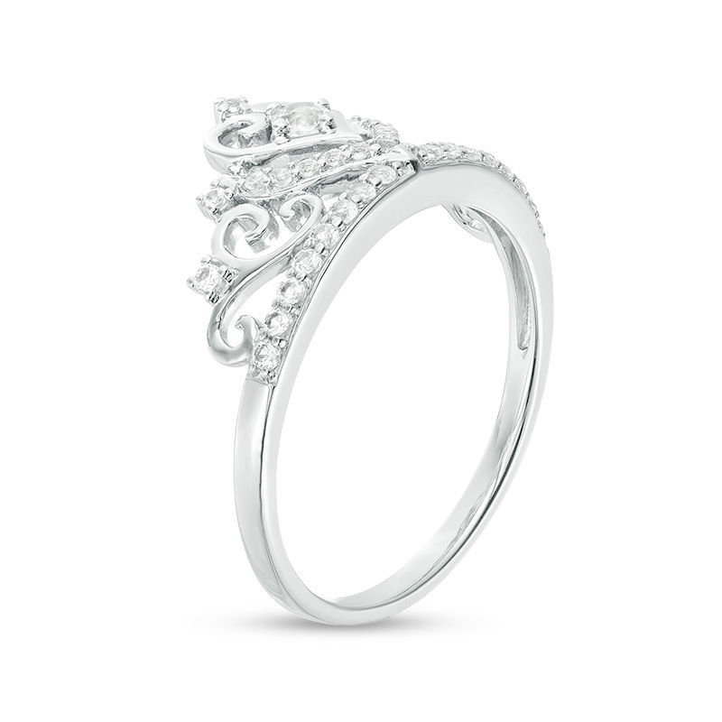 Main Image 2 of Lab-Created White Sapphire Crown Ring in Sterling Silver