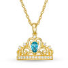 Thumbnail Image 0 of Pear-Shaped Blue Topaz and Lab-Created White Sapphire Crown Pendant in Sterling Silver with 14K Gold Plate