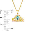 Thumbnail Image 2 of Pear-Shaped Blue Topaz and Lab-Created White Sapphire Crown Pendant in Sterling Silver with 14K Gold Plate