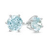 Thumbnail Image 0 of 6.5mm Blue Topaz Solitaire Stud Earrings in Sterling Silver