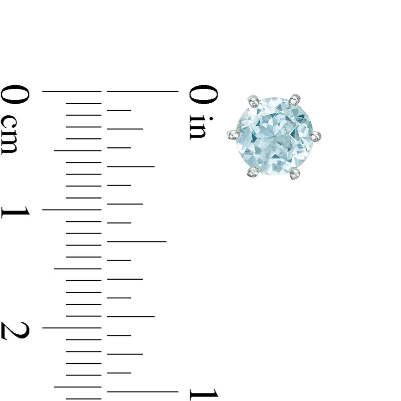 Main Image 2 of 6.5mm Blue Topaz Solitaire Stud Earrings in Sterling Silver