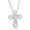Thumbnail Image 1 of 1/15 CT. Diamond Solitaire Twist Cross Pendant in Sterling Silver