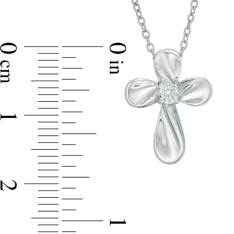 Main Image 2 of 1/15 CT. Diamond Solitaire Twist Cross Pendant in Sterling Silver