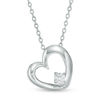 Thumbnail Image 0 of 1/15 CT. Diamond Solitaire Tilted Heart Pendant in Sterling Silver