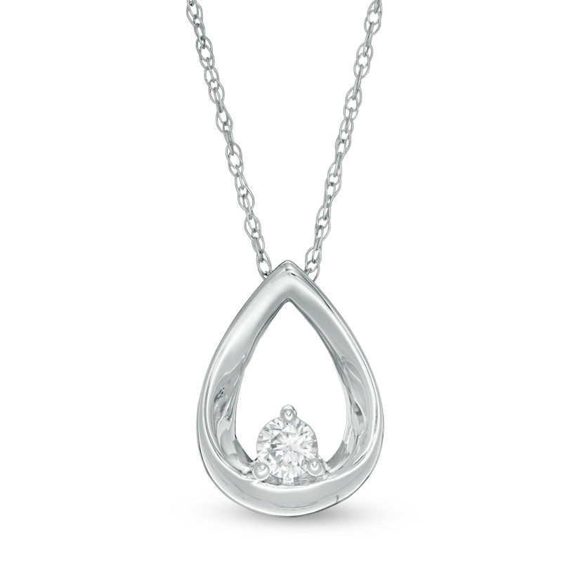 Main Image 1 of 1/15 CT. Diamond Solitaire Teardrop Pendant in Sterling Silver (J/I3)