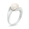 Thumbnail Image 2 of 9.0 - 10.0mm Button Culture Freshwater Pearl Swirl Bypass Petal Ring in Sterling Silver