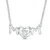 Thumbnail Image 0 of 1/15 CT. Diamond Solitaire "MOM" Heart-Shaped Necklace in Sterling Silver