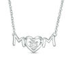 Thumbnail Image 1 of 1/15 CT. Diamond Solitaire "MOM" Heart-Shaped Necklace in Sterling Silver