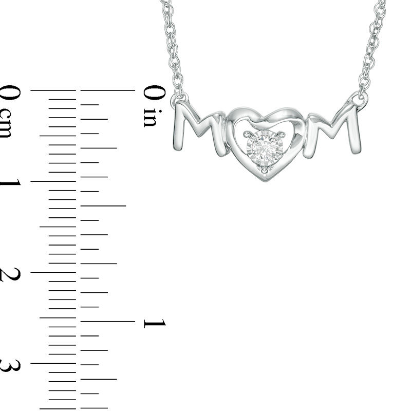 Main Image 2 of 1/15 CT. Diamond Solitaire "MOM" Heart-Shaped Necklace in Sterling Silver