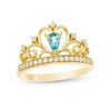Thumbnail Image 1 of Pear-Shaped Blue Topaz and Lab-Created White Sapphire Crown Ring in Sterling Silver with 14K Gold Plate