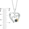 Thumbnail Image 3 of 1/20 CT. T.W. Enhanced Black and White Diamond "MOM" with Paw Print Heart Pendant in Sterling Silver and 10K Gold