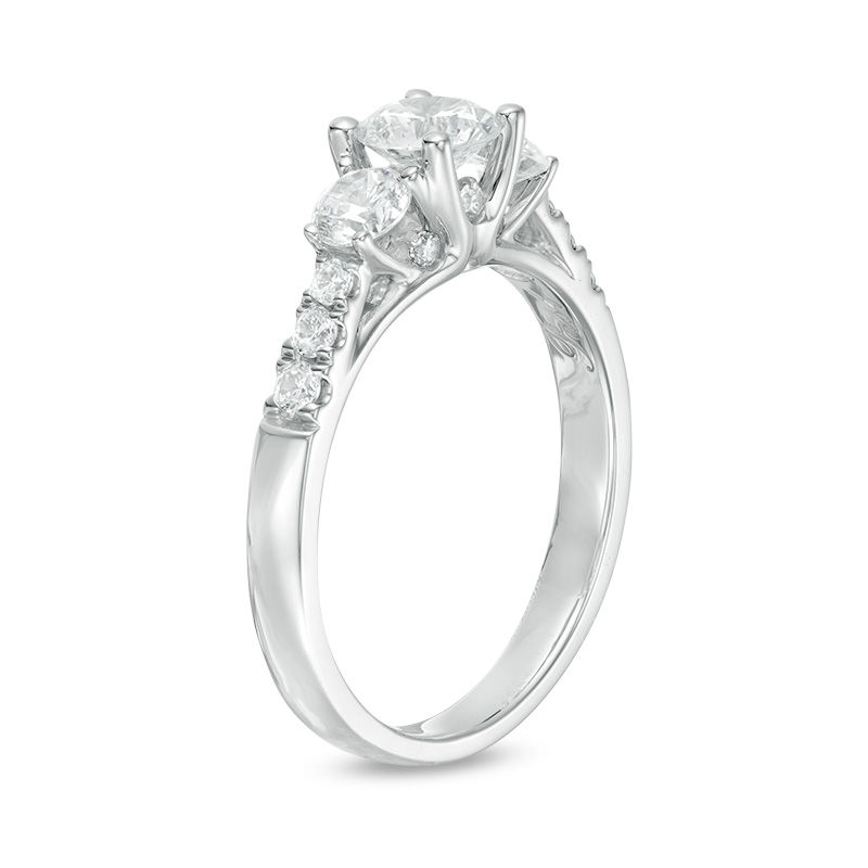 Main Image 2 of 1-1/5 CT. T.W. Certified Diamond Past Present Future® Engagement Ring in 14K White Gold (I/I2)