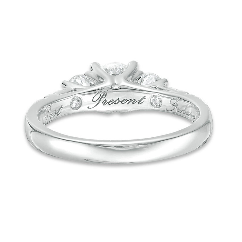 1-1/5 CT. T.W. Certified Diamond Past Present Future® Engagement Ring in 14K White Gold (I/I2)