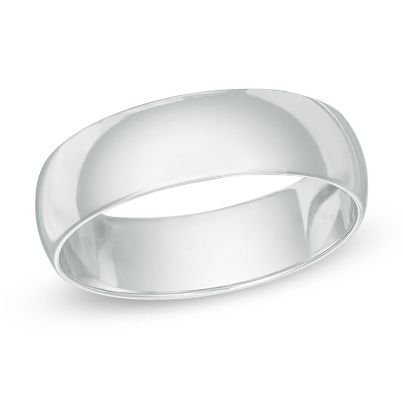 Men's 6.0mm Polished Wedding Band in 10K White Gold