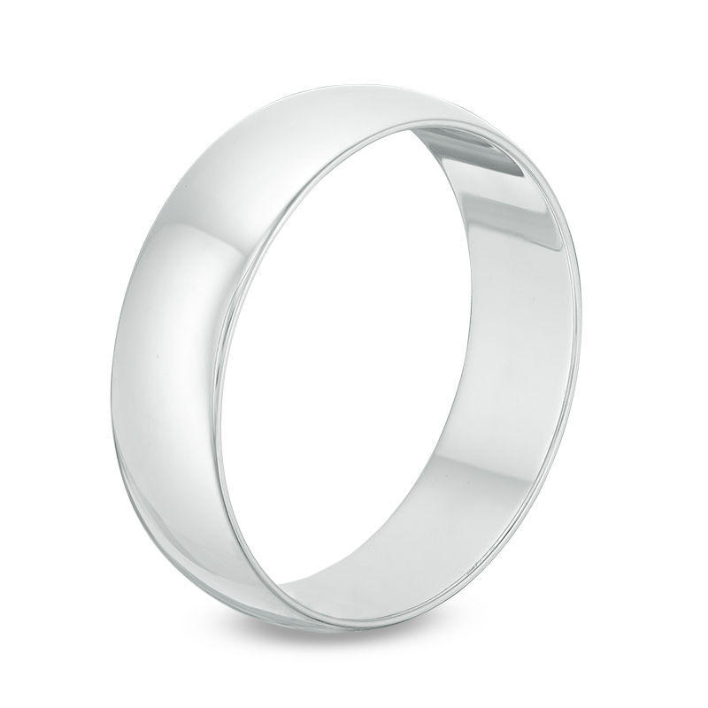 Men's 6.0mm Polished Wedding Band in 10K White Gold