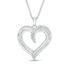 Thumbnail Image 1 of 1/2 CT. T.W. Diamond Double Row Heart Pendant in Sterling Silver