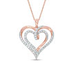 Thumbnail Image 0 of 1/2 CT. T.W. Diamond Ribbon Heart Pendant in 10K Rose Gold