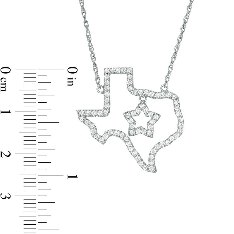 Lab-Created White Sapphire Texas with Star Necklace in Sterling Silver