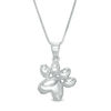 Thumbnail Image 0 of Lab-Created White Sapphire Accent Paw Print Pendant in Sterling Silver