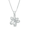 Thumbnail Image 1 of Lab-Created White Sapphire Accent Paw Print Pendant in Sterling Silver