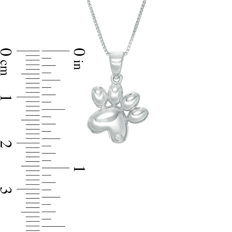 Main Image 2 of Lab-Created White Sapphire Accent Paw Print Pendant in Sterling Silver