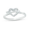 Thumbnail Image 1 of 1/20 CT. T.W. Diamond Heart  with Arrow Ring in Sterling Silver