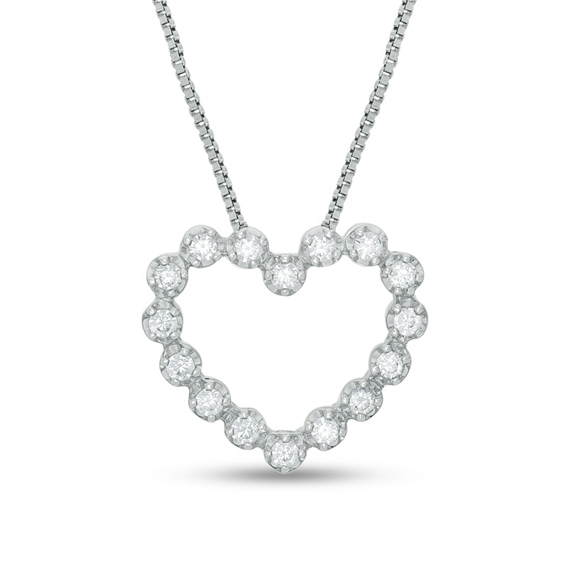 Main Image 1 of 1/4 CT. T.W. Diamond Bubbly Heart Pendant in 10K White Gold