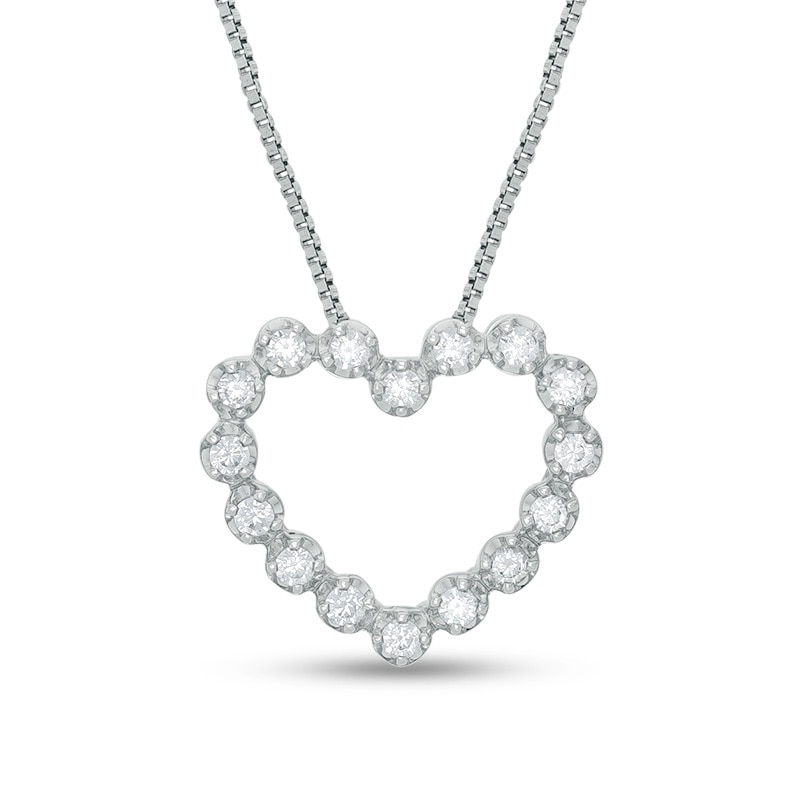 1/4 CT. T.W. Diamond Bubbly Heart Pendant in 10K White Gold