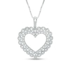 Thumbnail Image 0 of 1/2 CT. T.W. Diamond Scallop Heart Pendant in 10K White Gold