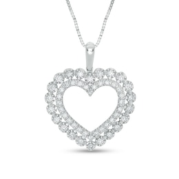 1/2 CT. T.W. Diamond Scallop Heart Pendant in 10K White Gold