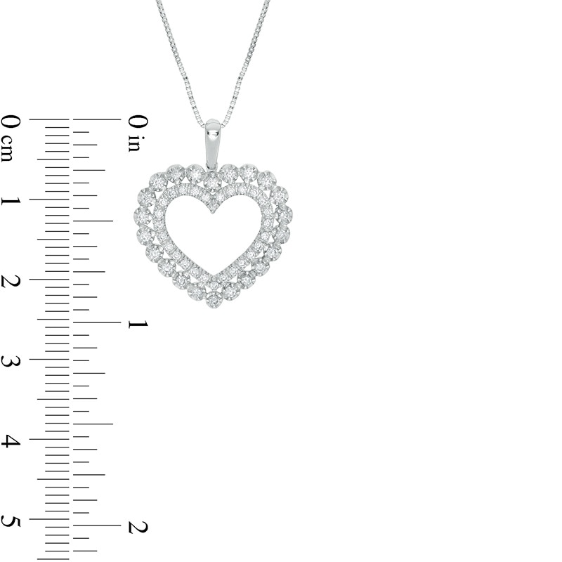 Main Image 2 of 1/2 CT. T.W. Diamond Scallop Heart Pendant in 10K White Gold
