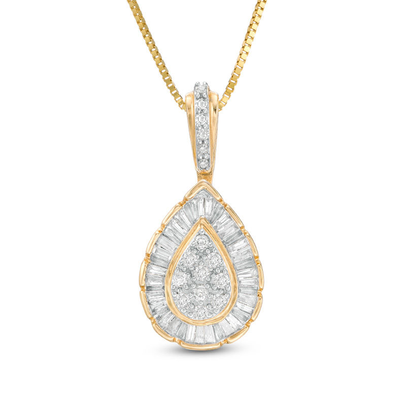 1/4 CT. T.W. Composite Diamond Teardrop Frame Pendant in 10K Gold