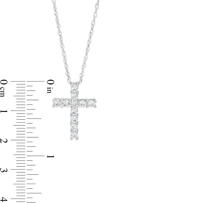Main Image 3 of Lab-Created White Sapphire Cross Pendant in Sterling Silver