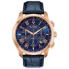 Thumbnail Image 1 of Men's Bulova Classic Chronograph Rose-Tone Strap Watch with Blue Dial (Model: 97B170)
