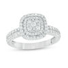 Thumbnail Image 1 of 5/8 CT. T.W. Diamond Triple Cushion Frame Two Row Engagement Ring in 10K White Gold