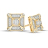 Thumbnail Image 0 of Men's 1/8 CT. T.W. Quad Diamond Vintage-Style Frame Stud Earrings in Sterling Silver with 14K Gold Plate