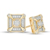 Thumbnail Image 1 of Men's 1/8 CT. T.W. Quad Diamond Vintage-Style Frame Stud Earrings in Sterling Silver with 14K Gold Plate