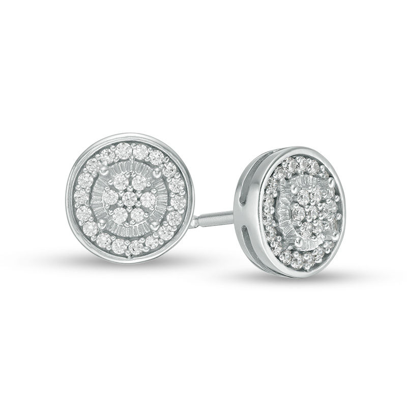 Mens silver diamond earrings sale