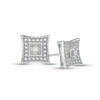 Thumbnail Image 1 of Men's 1/5 CT. T.W. Princess-Cut Diamond Vintage-Style Frame Stud Earrings in Sterling Silver