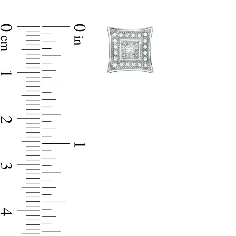 Main Image 2 of Men's 1/5 CT. T.W. Princess-Cut Diamond Vintage-Style Frame Stud Earrings in Sterling Silver