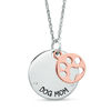 Thumbnail Image 0 of Lab-Created White Sapphire "DOG MOM" Circle Pendant with Paw Charm in Sterling Silver and 18K Rose Gold Plate