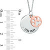 Thumbnail Image 1 of Lab-Created White Sapphire "DOG MOM" Circle Pendant with Paw Charm in Sterling Silver and 18K Rose Gold Plate