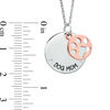 Thumbnail Image 2 of Lab-Created White Sapphire "DOG MOM" Circle Pendant with Paw Charm in Sterling Silver and 18K Rose Gold Plate