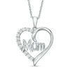 Thumbnail Image 0 of Lab-Created White Sapphire "Mom" Heart Pendant in Sterling Silver