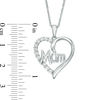 Thumbnail Image 2 of Lab-Created White Sapphire "Mom" Heart Pendant in Sterling Silver