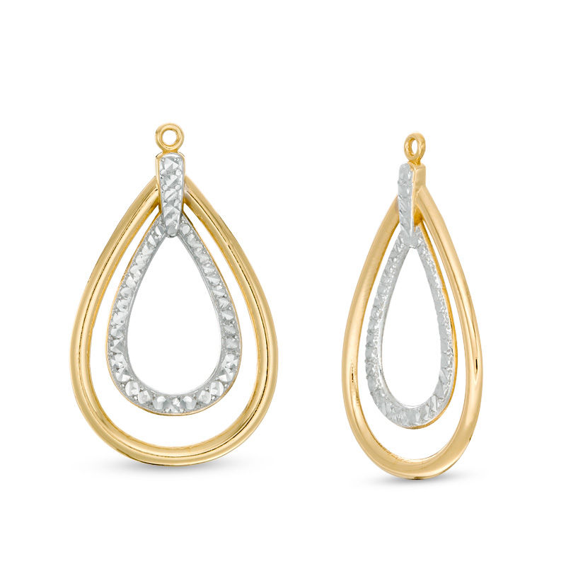 Diamond-Cut Double Teardrop Earring Jackets in 10K Two-Tone Gold