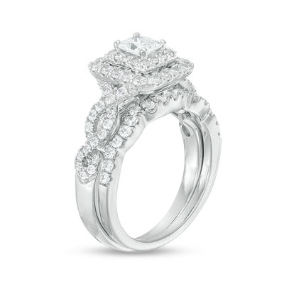 ブライダンセット 1-1/2 CT. T.W. Certified Radiant-Cut Diamond Frame Twist Shank